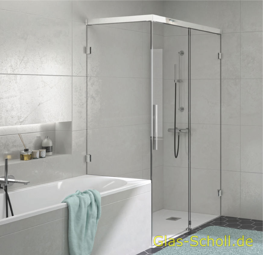 Everyspace Schiebetür Ganzglasdusche von Glas Scholl - Schiebetürdusche - Wannenaufsatz - Eckschiebetürdusche
