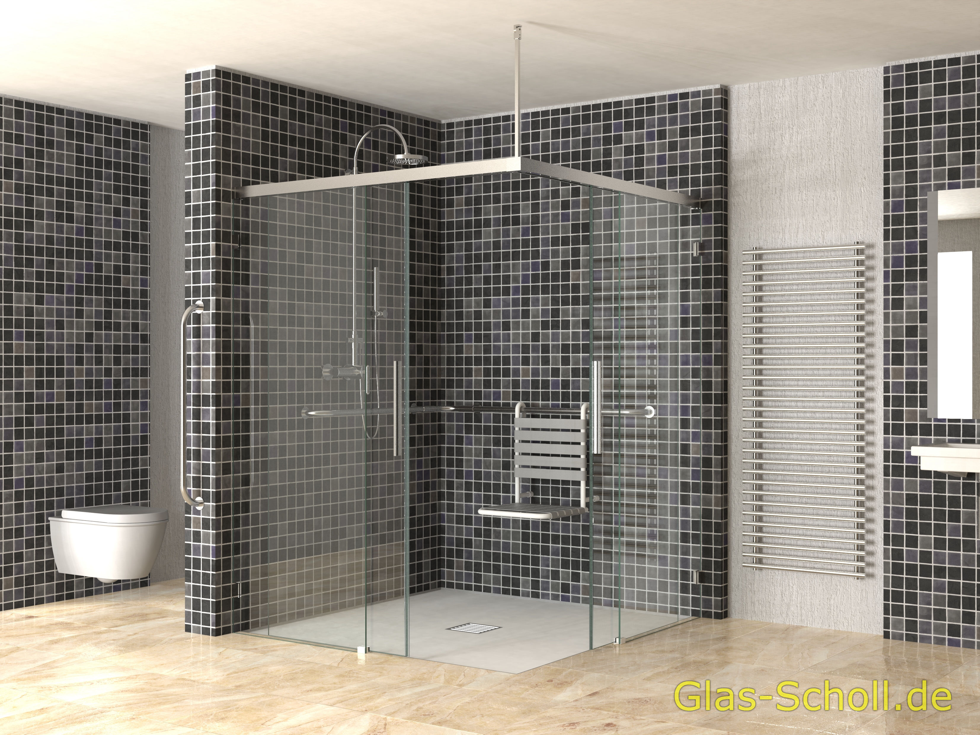 Everyspace Schiebetür Ganzglasdusche von Glas Scholl - Schiebetürdusche - Wannenaufsatz - Eckschiebetürdusche