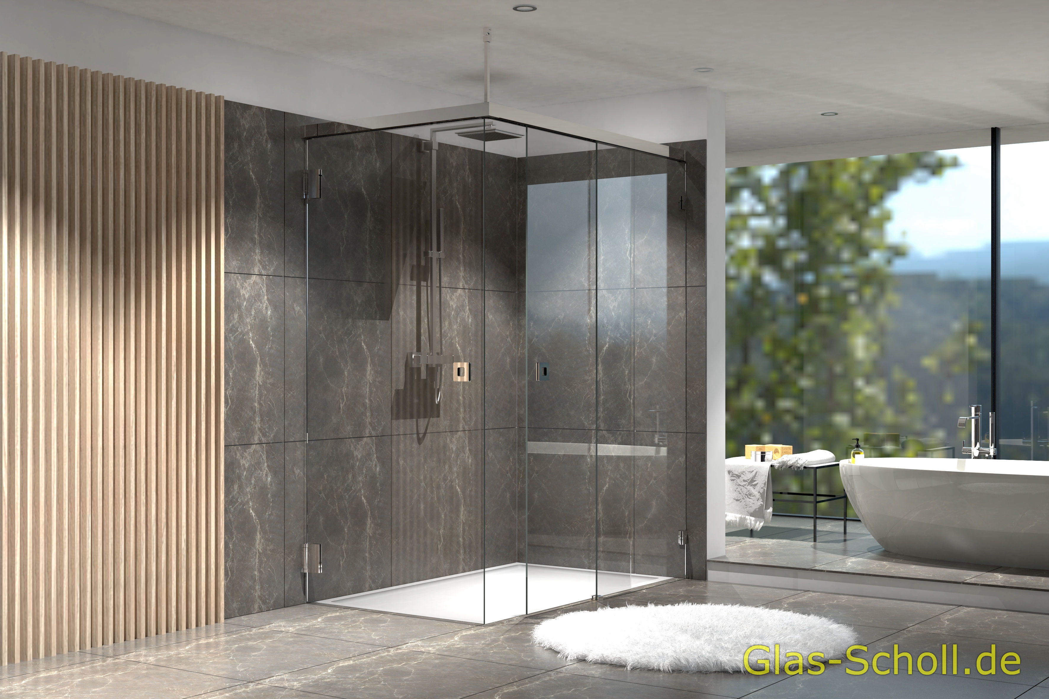 Everyspace Schiebetür Ganzglasdusche von Glas Scholl - Schiebetürdusche - Wannenaufsatz - Eckschiebetürdusche