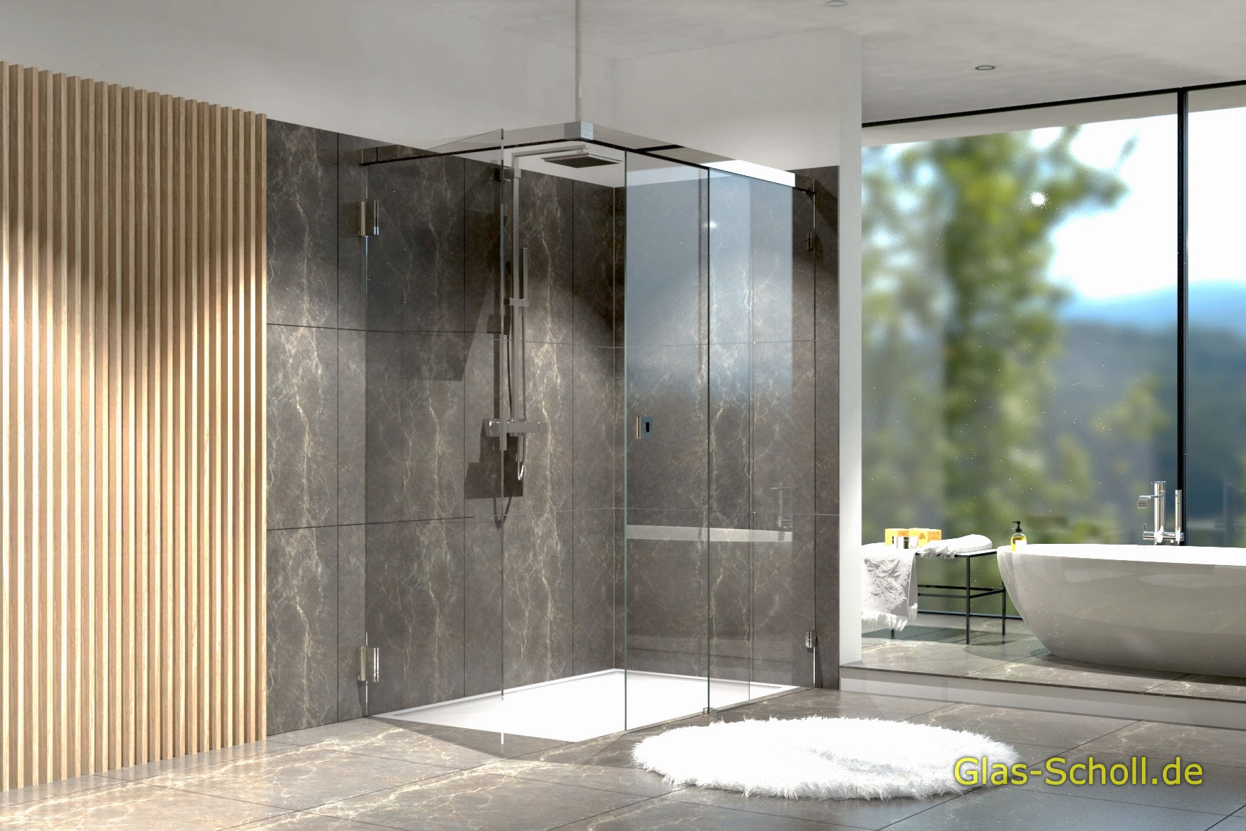 Everyspace Schiebetür Ganzglasdusche von Glas Scholl - Schiebetürdusche - Wannenaufsatz - Eckschiebetürdusche