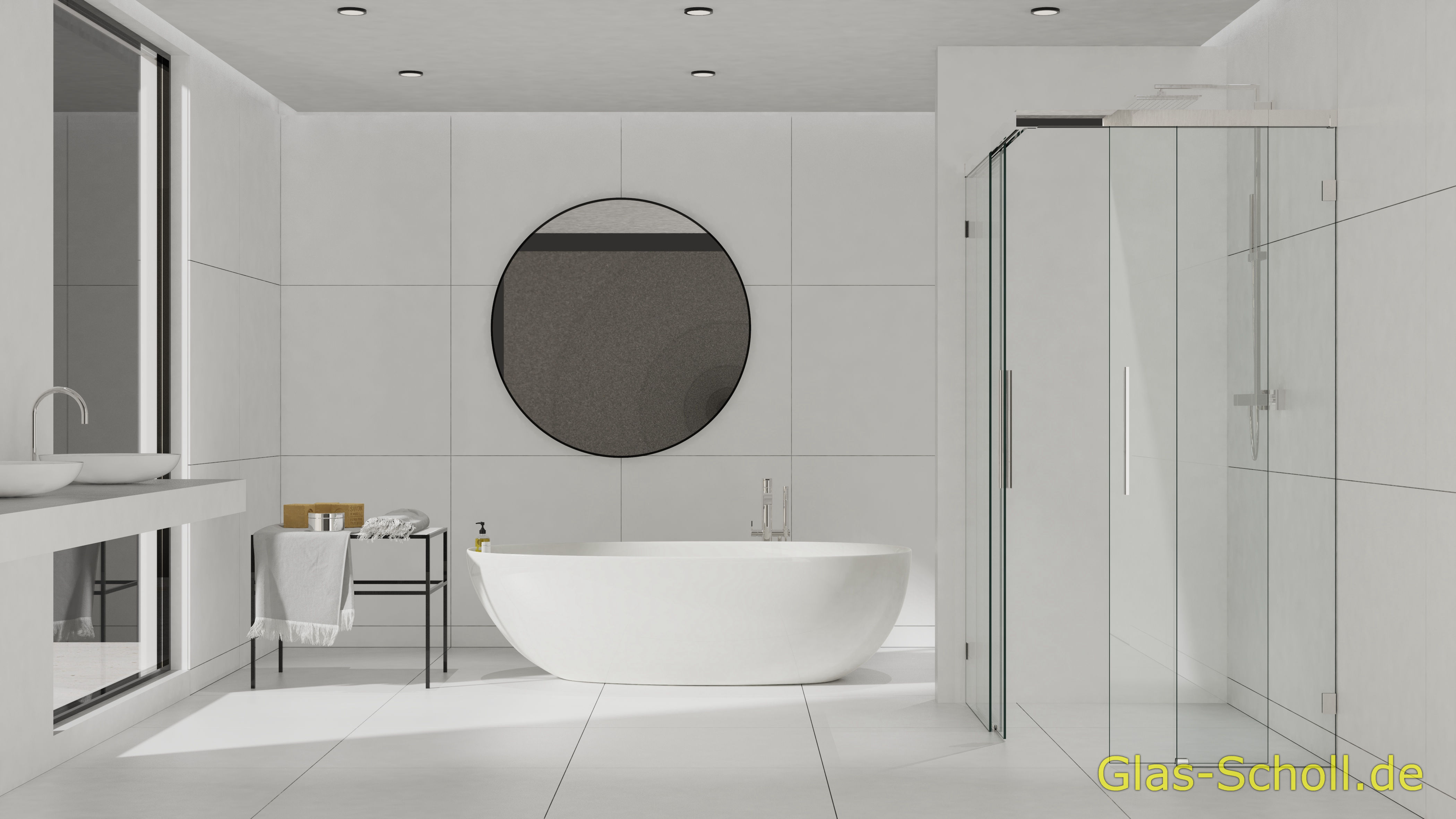 Everyspace Schiebetür Ganzglasdusche von Glas Scholl - Schiebetürdusche - Wannenaufsatz - Eckschiebetürdusche