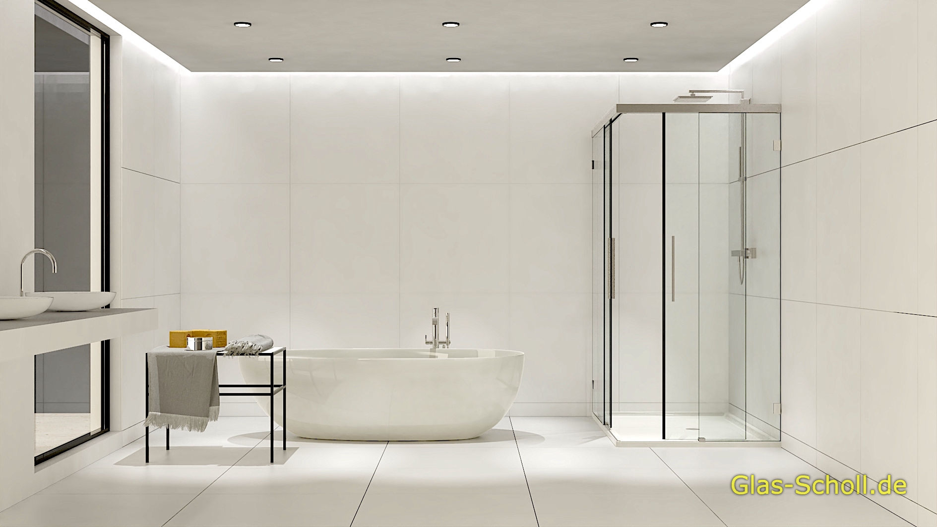 Everyspace Schiebetür Ganzglasdusche von Glas Scholl - Schiebetürdusche - Wannenaufsatz - Eckschiebetürdusche