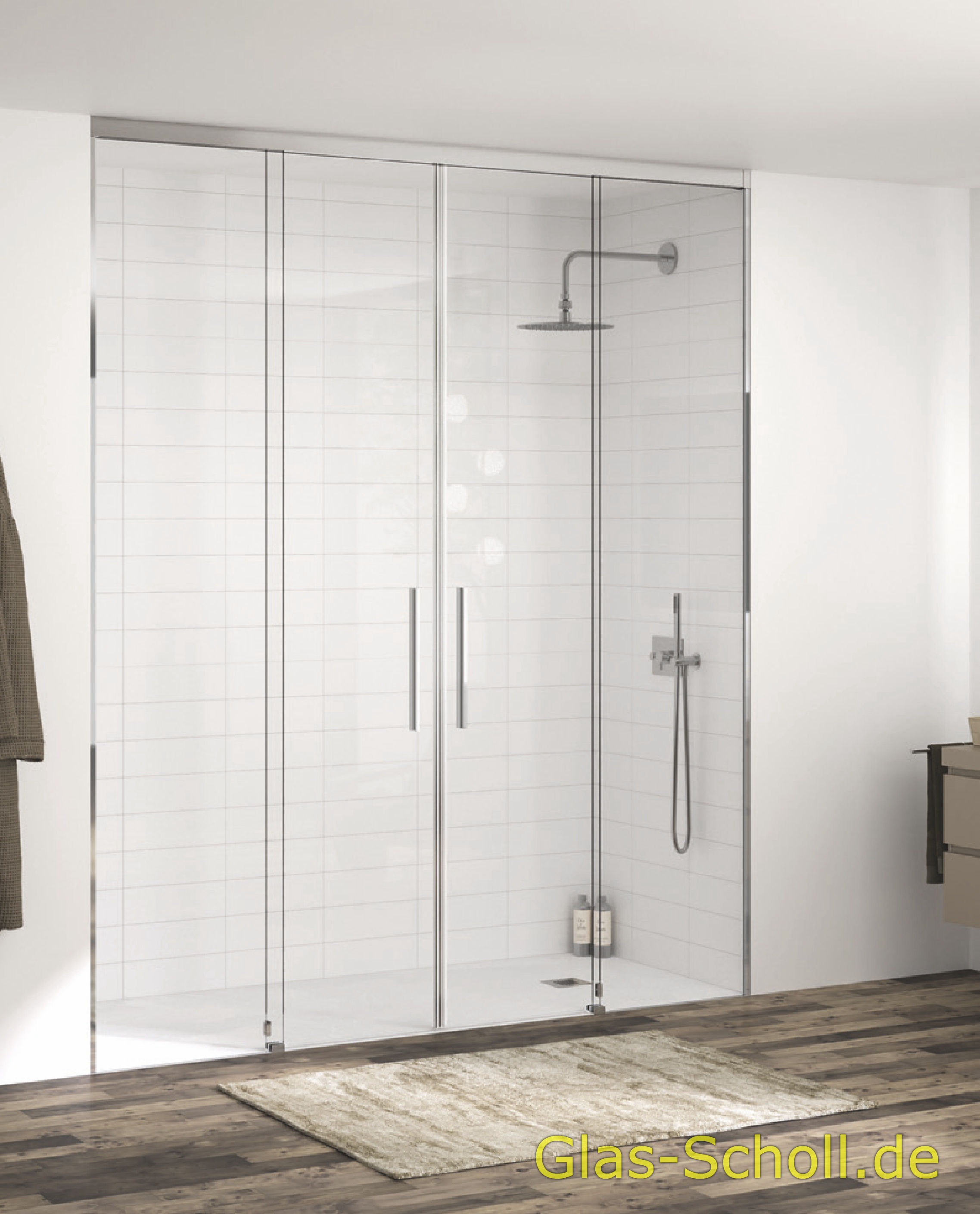 Everyspace Schiebetür Ganzglasdusche von Glas Scholl - Schiebetürdusche - Wannenaufsatz - Eckschiebetürdusche