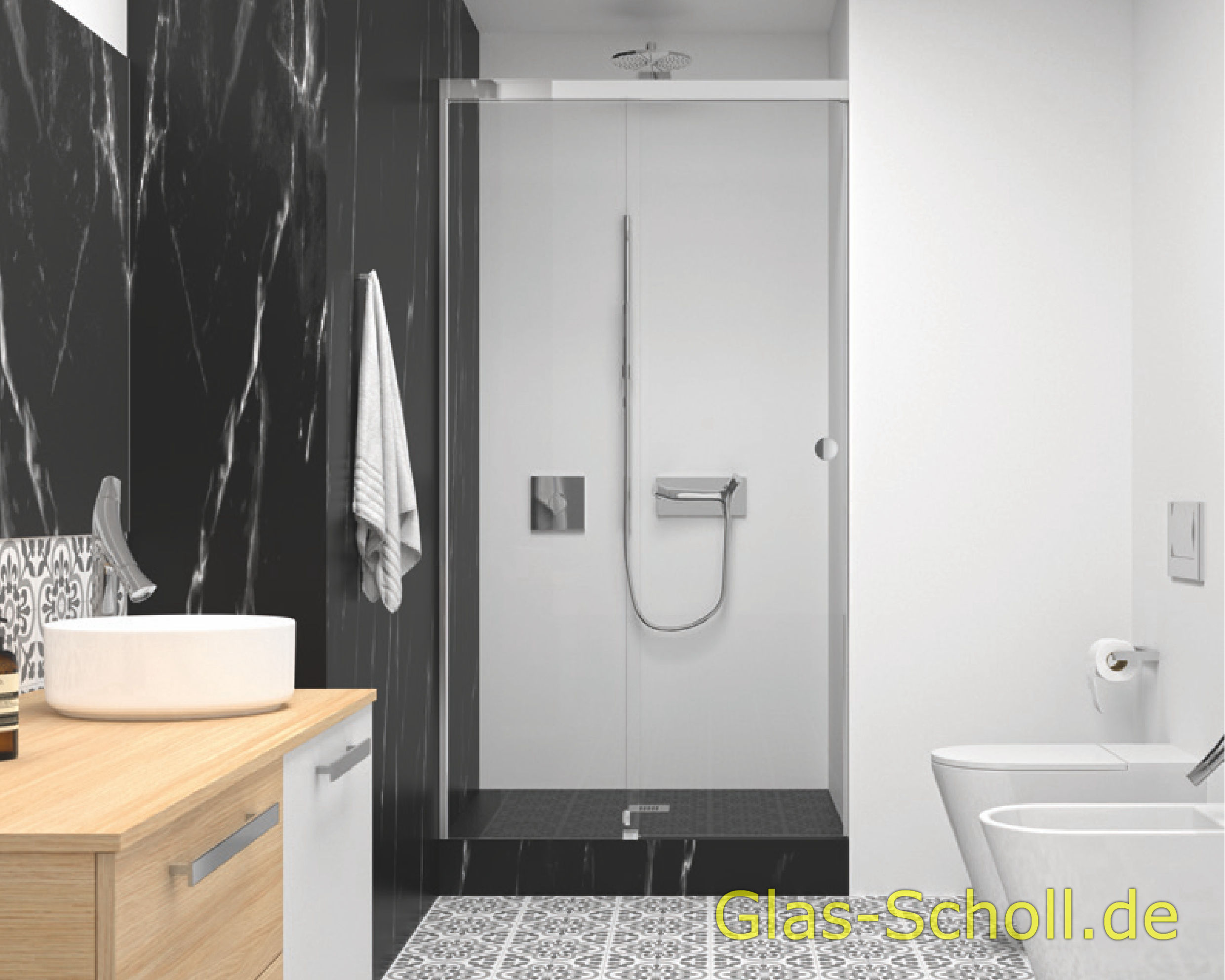 Everyspace Schiebetür Ganzglasdusche von Glas Scholl - Schiebetürdusche - Wannenaufsatz - Eckschiebetürdusche