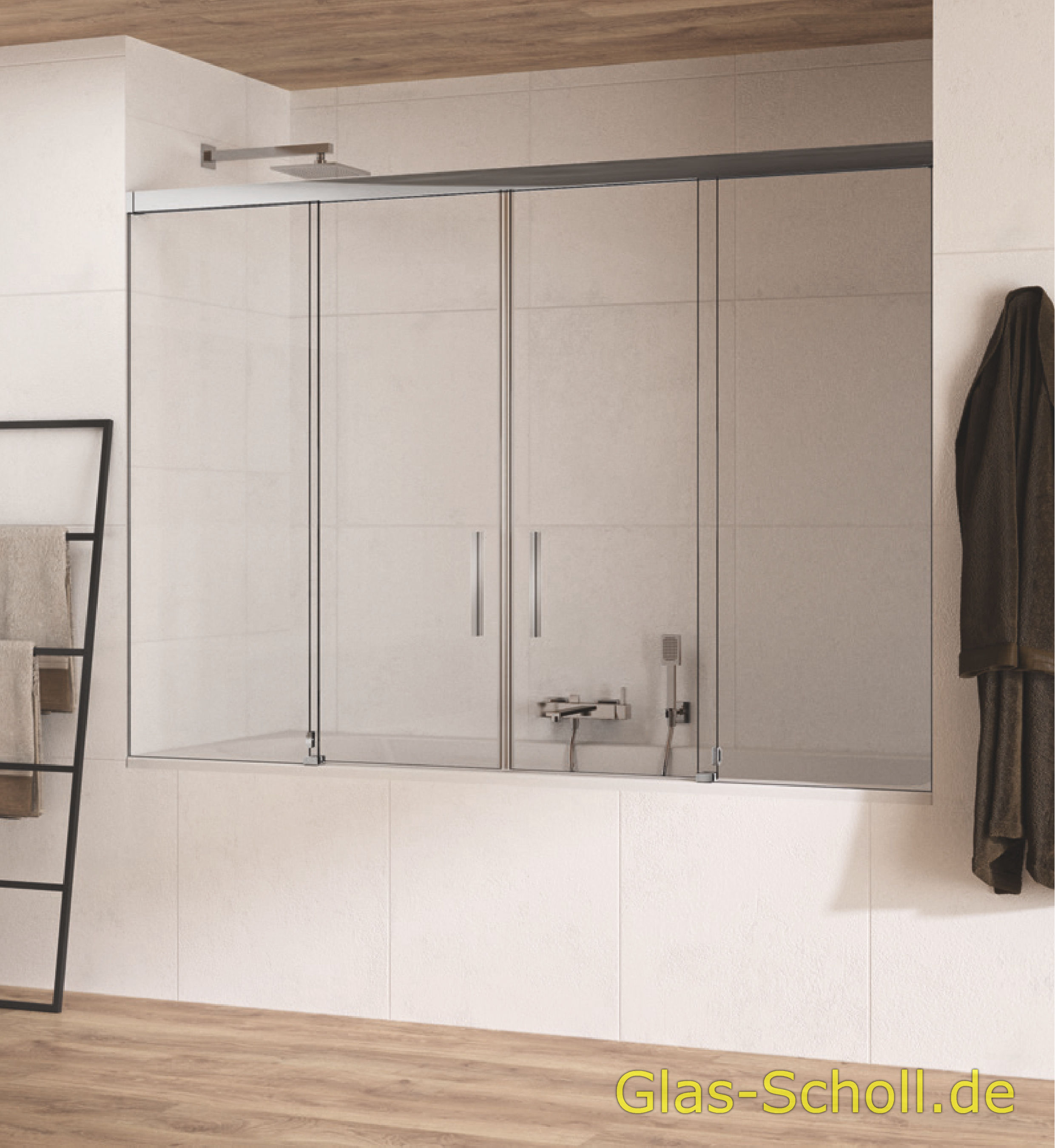 Everyspace Schiebetür Ganzglasdusche von Glas Scholl - Schiebetürdusche - Wannenaufsatz - Eckschiebetürdusche
