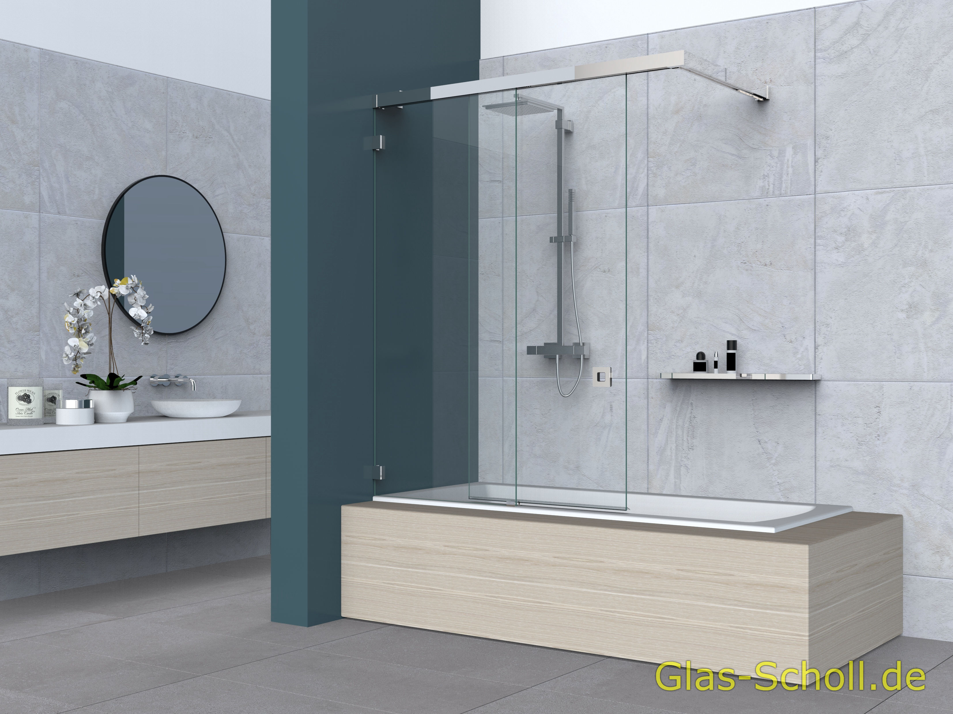 Everyspace Schiebetür Ganzglasdusche von Glas Scholl - Schiebetürdusche - Wannenaufsatz - Eckschiebetürdusche