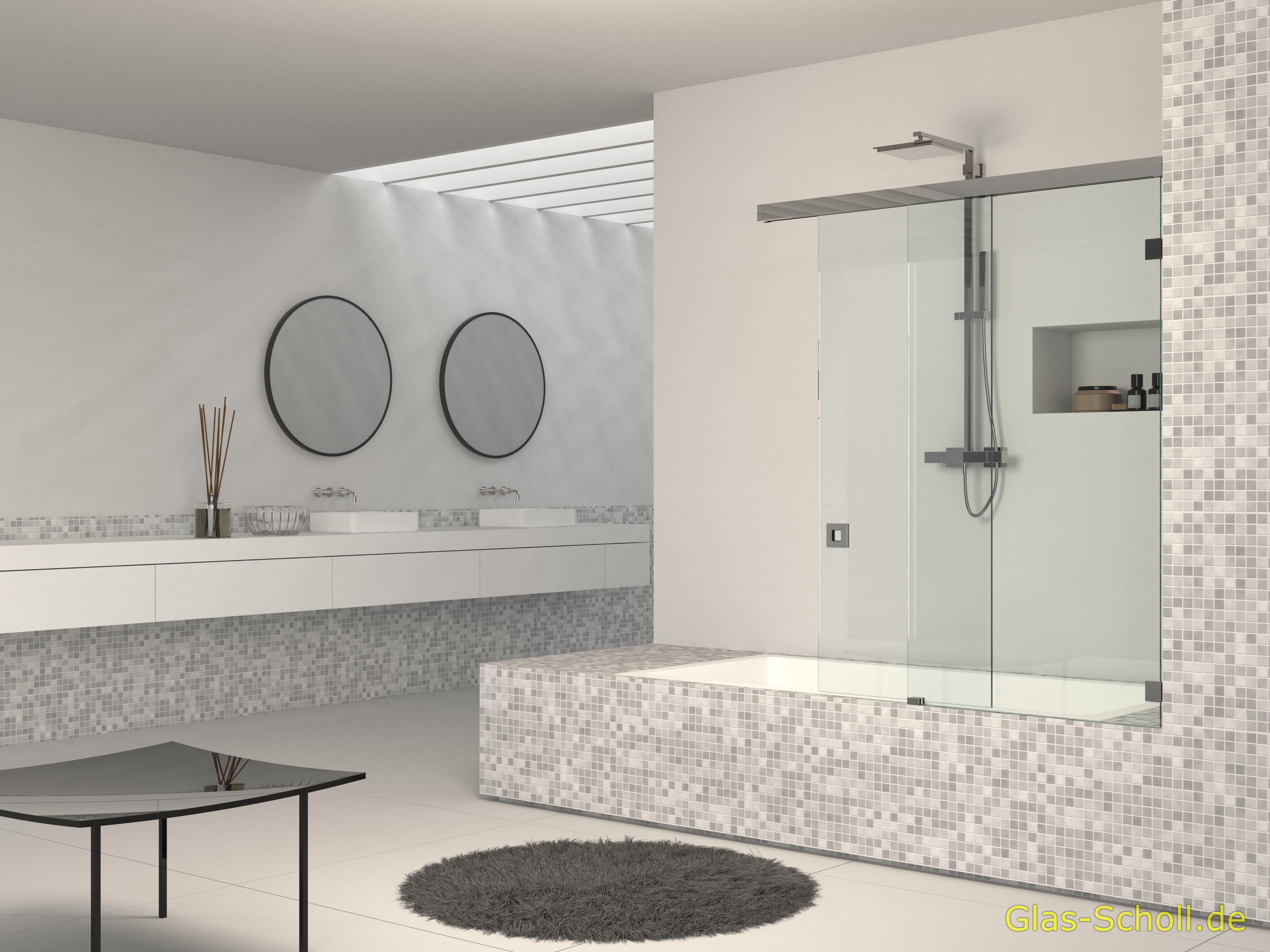 Everyspace Schiebetür Ganzglasdusche von Glas Scholl - Schiebetürdusche - Wannenaufsatz - Eckschiebetürdusche