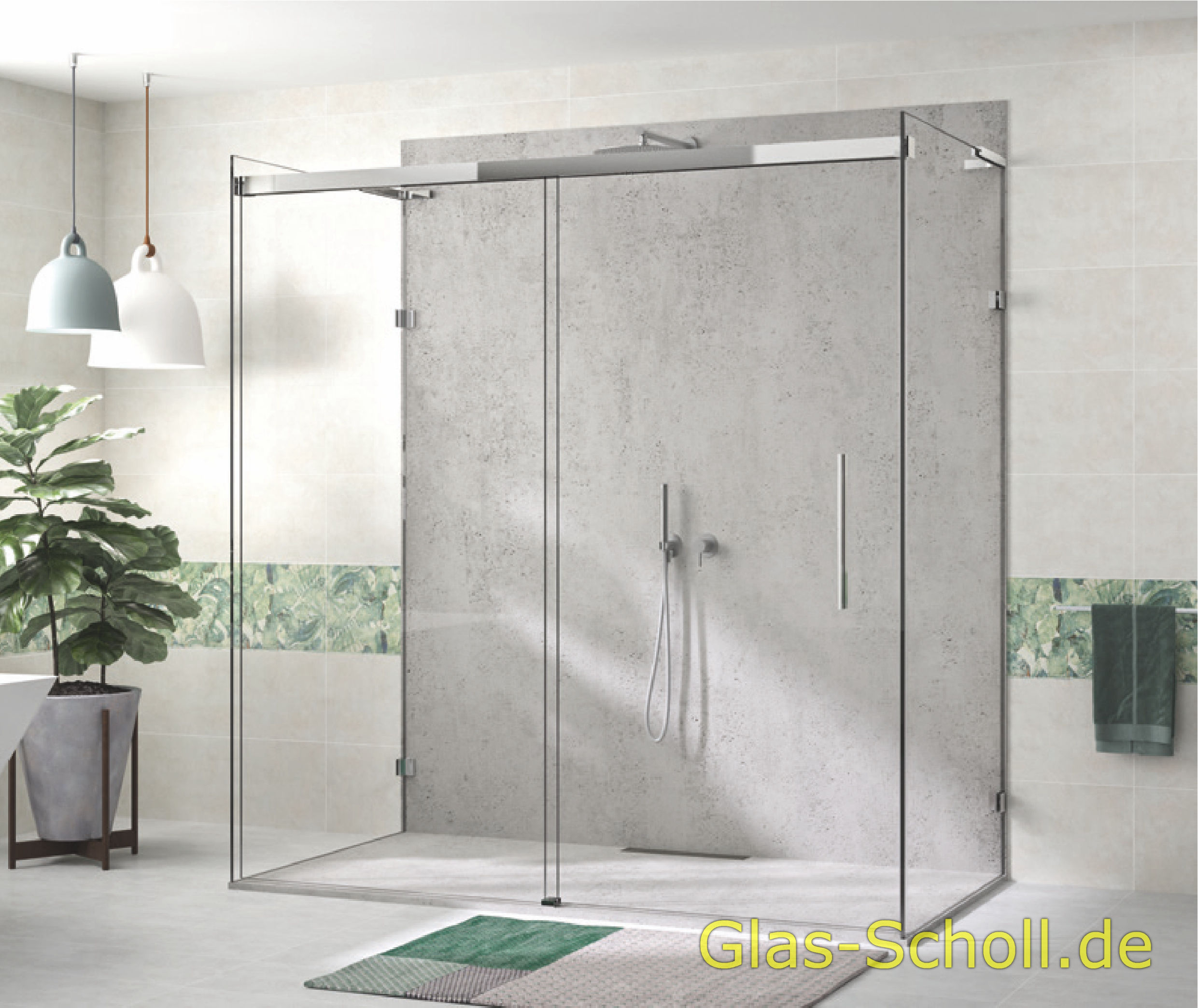 Everyspace Schiebetür Ganzglasdusche von Glas Scholl - Schiebetürdusche - Wannenaufsatz - Eckschiebetürdusche