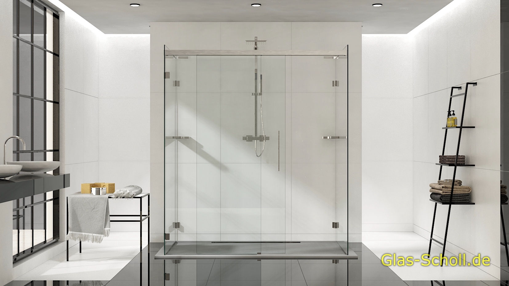 Everyspace Schiebetür Ganzglasdusche von Glas Scholl - Schiebetürdusche - Wannenaufsatz - Eckschiebetürdusche
