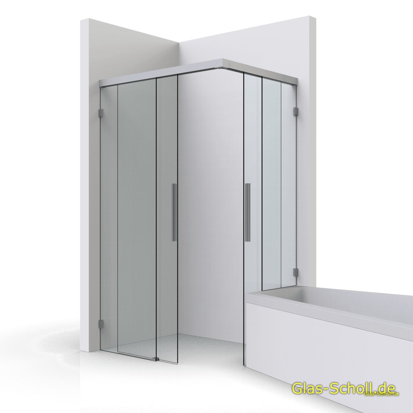 Everyspace Schiebetür Ganzglasdusche von Glas Scholl - Schiebetürdusche - Wannenaufsatz - Eckschiebetürdusche