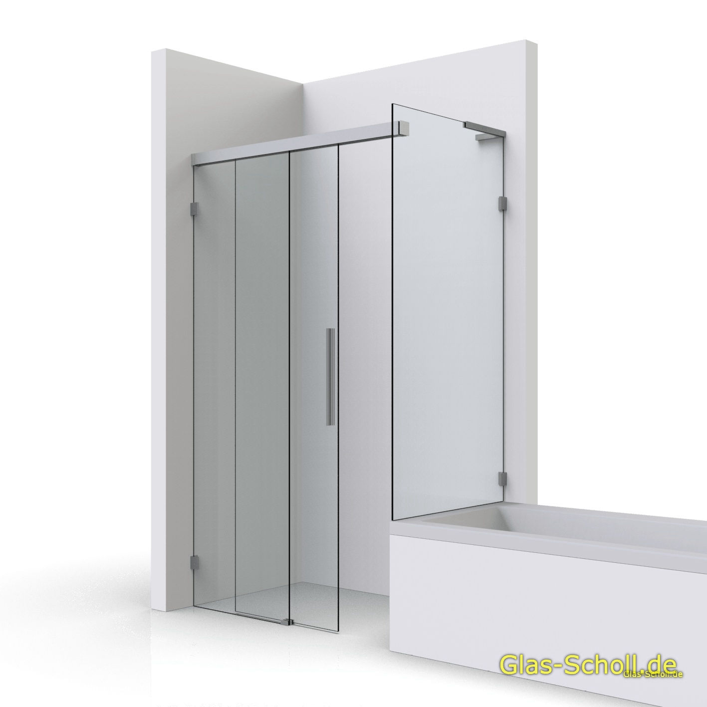 Everyspace Schiebetür Ganzglasdusche von Glas Scholl - Schiebetürdusche - Wannenaufsatz - Eckschiebetürdusche