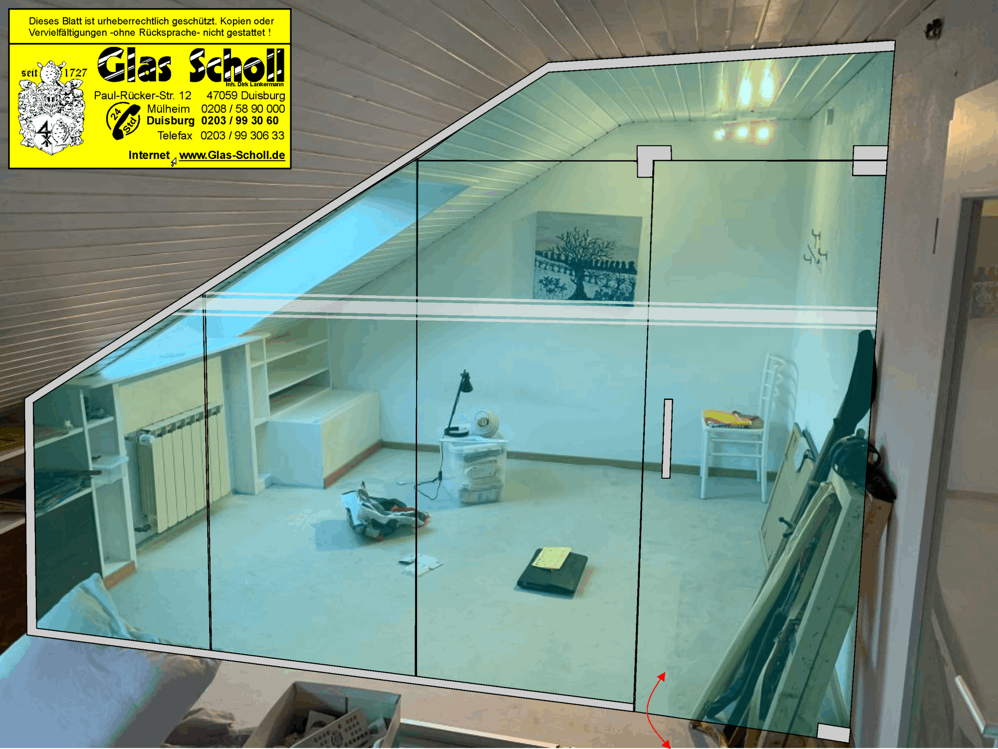 Ganzglas-Anlage als Raumteiler  von Glas Scholl