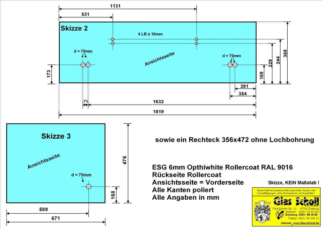 Weissglas Modell-Küchenspritzschutz aus Glas 4m von www.glas-scholl.de