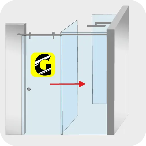 Raumteiler Ganzglas-Dusche mit Edelstahl-Schiebetürsystem von Glas Scholl