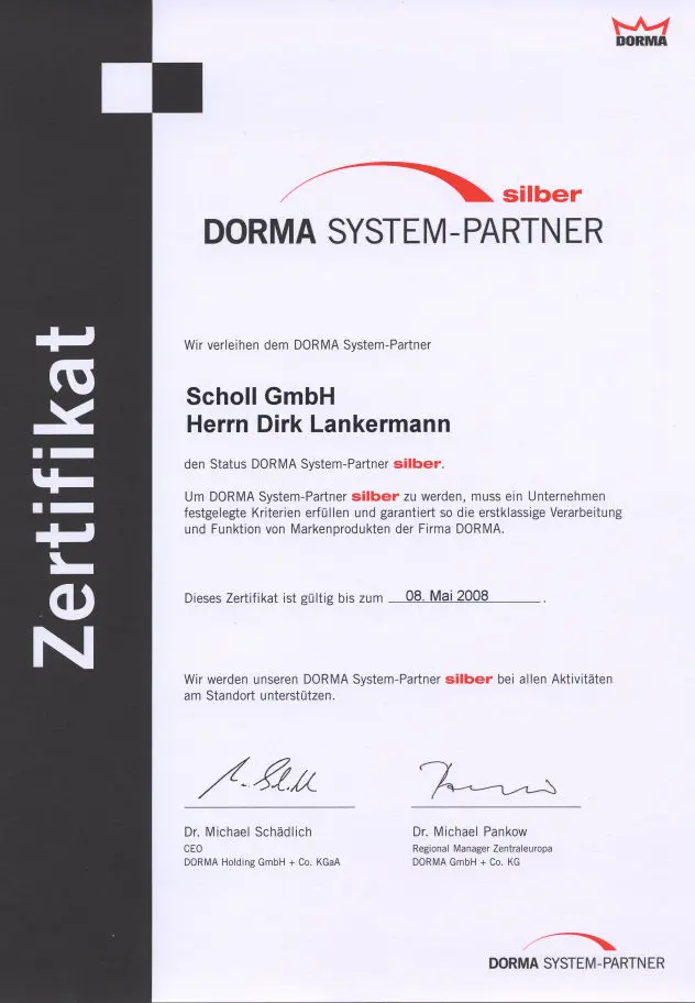 Dorma System Partnerschaft von Glas Scholl