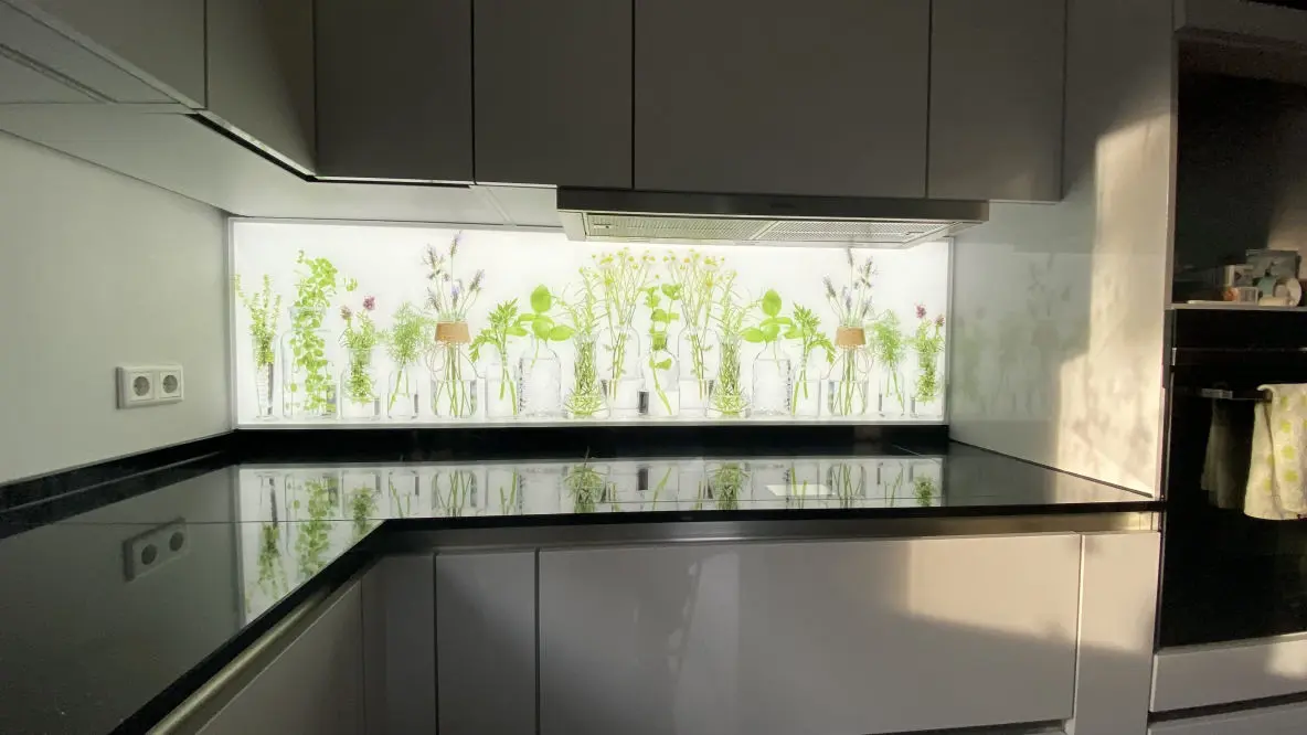 Küchenrückwand mit LED-Digitaldruck "Gewürze" von Glas Scholl