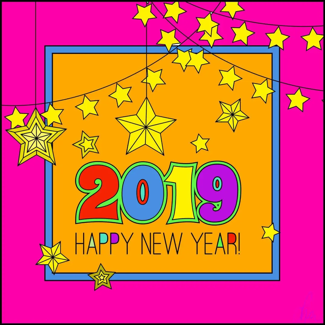 1.1.2019 Happy New Year von Glas Scholl