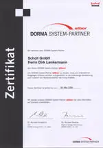 Dorma System-Partner silbern Partnerschafts-Zertifikat