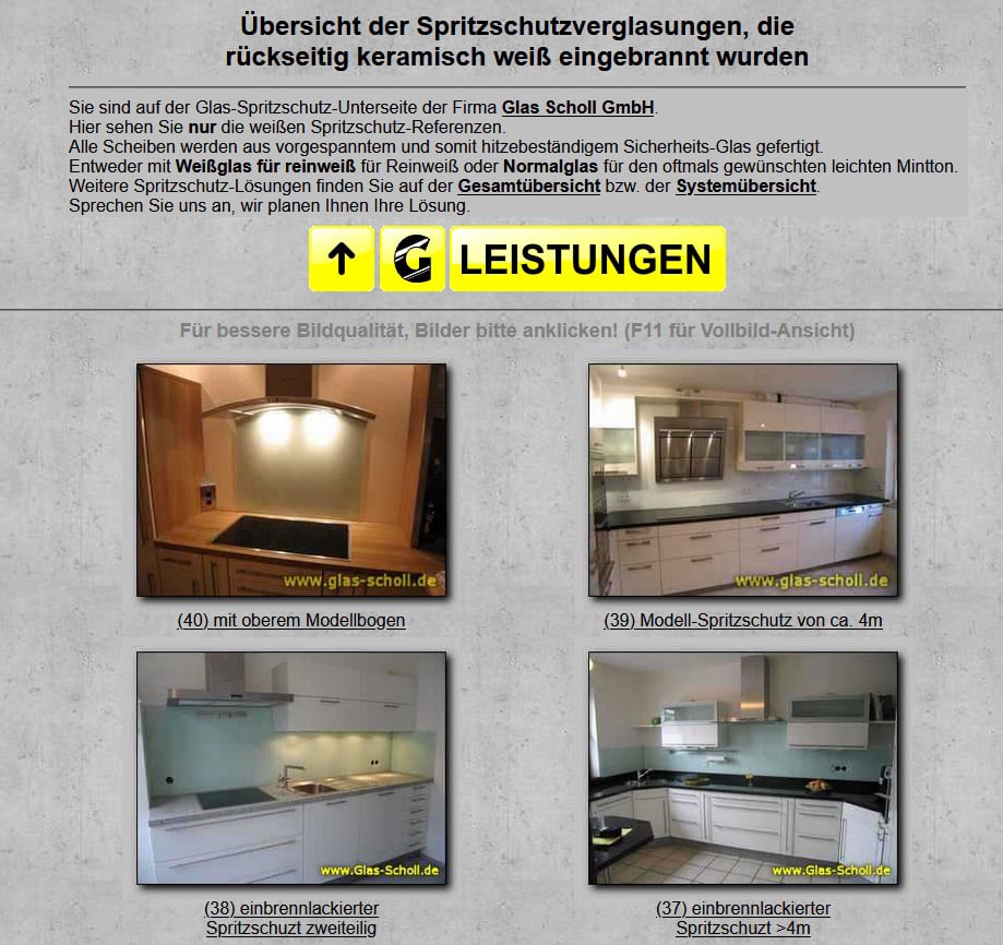 Alte (noch nicht responsive programmierte Referenzen) von www.glas-scholl.de